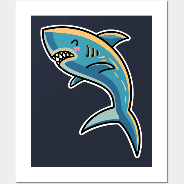 Kawaii Cute Shark Wall Art by freeves